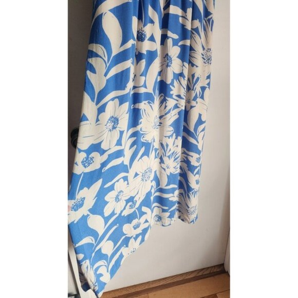 Maeve Anthropologie Belted Kimono Maxi Dress Long Sleeve Blue Floral Sz 8 V Neck - Picture 3 of 6